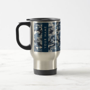 Mug De Voyage Motif camouflage neige hivernale bleue Personnalis