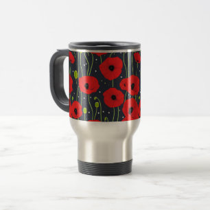 Mug De Voyage Motif d'art vibrant de coquelicots rouges modernes