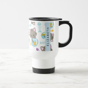 Mug De Voyage Motif De Chats, Chats Mignons, Chatons, Votre Nom