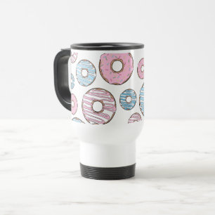 Mug De Voyage Motif De Donuts, Donuts Roses, Donuts Bleus