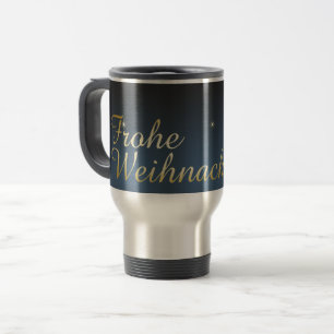 Mug De Voyage Motif de Noël bleu avec un sapin de Noël doré