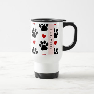 Mug De Voyage Motif De Pâtes, Pâtes Noires, Coeurs Rouges, Votre