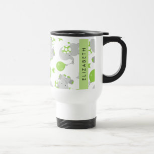 Mug De Voyage Motif D'Eléphants, Eléphants Mignons, Votre Nom