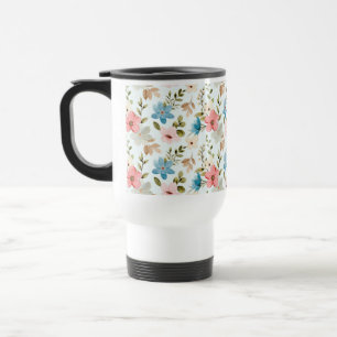 Mug De Voyage Motif floral de fleurs sauvages à l'aquarelle