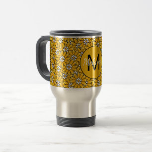 Mug De Voyage Motif floral jaune vif personnalisé