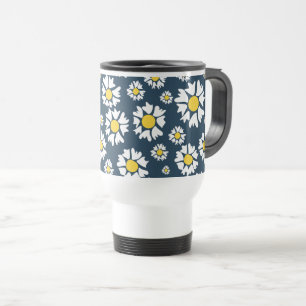 Mug De Voyage Motif marguerrier, motif floral, marguerites blanc