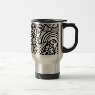 Mug De Voyage Motif Patchwork Noir & Blanc 02