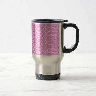 Mug De Voyage Motif Quatrefoil Rose Et Blanc