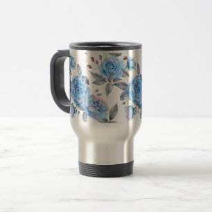 Mug De Voyage Motif rose bleu pastel