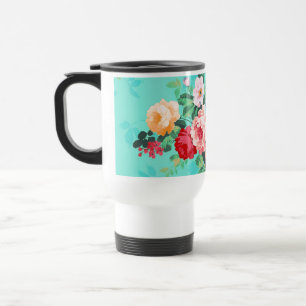 Mug De Voyage Motif rouge-rose élégant vintage de roses jaunes