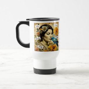 Mug De Voyage Mots Inspirants Personnalisés et Dame Vintage