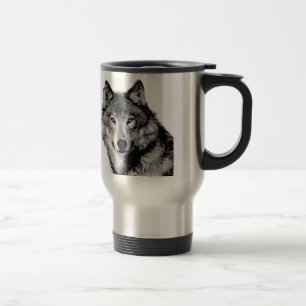 Mug De Voyage Musique de voyage Wolf noir et blanc