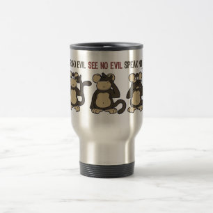Mug De Voyage N'entendez aucune bande dessinée de singes de mal