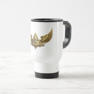 Mug De Voyage NeoAnkh Œil égyptien d'Horus Pyramide ailée dorée