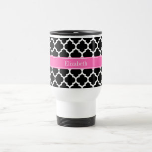 Mug De Voyage Noir Blanc Marocain #5 Hot Rose #2 Nom Monogramme