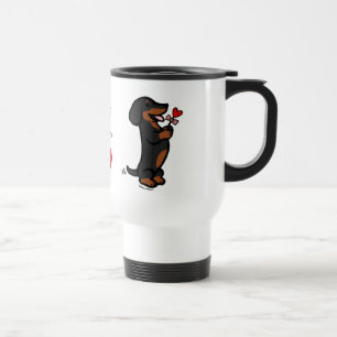 Mug De Voyage Noir et teckel d'une chevelure lisse bronzage