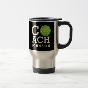 Mug De Voyage Noir nommé fait sur commande d'entraîneur de