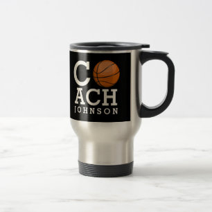 Mug De Voyage Noir nommé fait sur commande d'entraîneur de