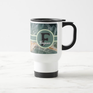 Mug De Voyage Nom de famille élégant Monogramme Gemme Initiale
