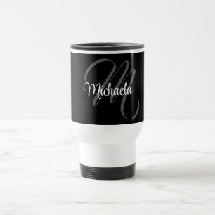 Mug De Voyage Nom initial de monogramme moderne minimaliste