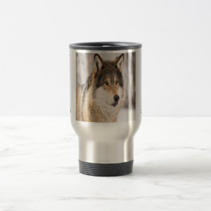Mug De Voyage Nom monogramme de la tête de loup