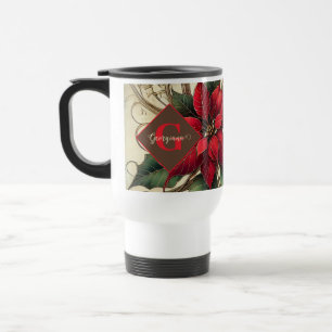 Mug De Voyage Nom personnalisé Art Nouveau Noël Poinsettia