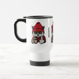 Mug De Voyage Nom personnalisé Cute Coffee Cat