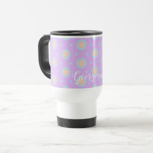 Mug De Voyage Nom personnalisé Cute Pastel Rainbow Bullseyes Mot