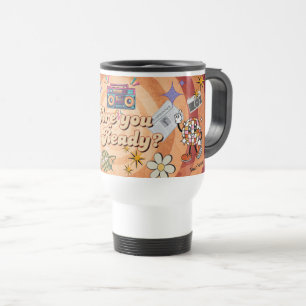 Mug De Voyage Nom personnalisé Design Rétro Pop Êtes-vous Prêt