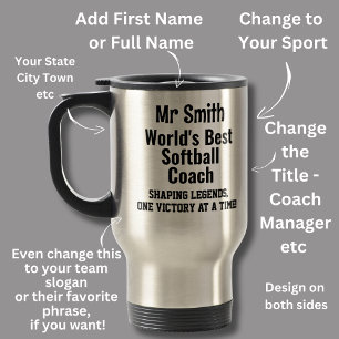 Mug De Voyage Nom, World Best Softball Coach - Légendes