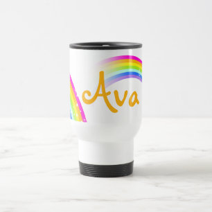 Mug De Voyage Nommé (3 lettre) arc-en-ciel Voyage filles orange