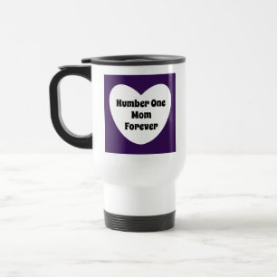 Mug De Voyage Numéro Un Maman Foncé Violet Moderne Coeur Blanc