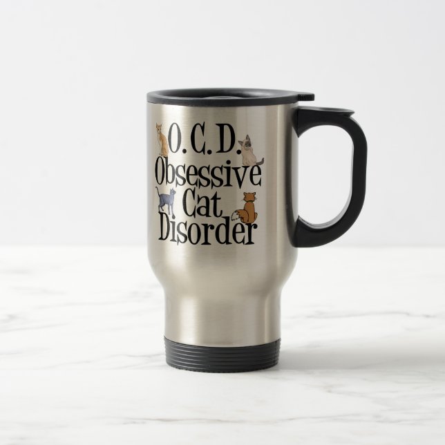 Mug De Voyage Obsession drôle de chat (Droit)