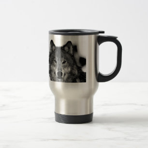 Mug De Voyage Oeuvre de Loup noir et blanc