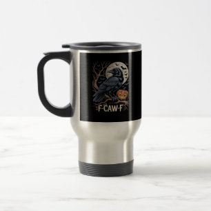 Mug De Voyage Oiseau corbeau drôle rétro F-Caw-F Corbeau oiseau