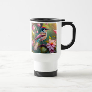 Mug De Voyage Oiseau de fantaisie Geai à crête arc-en-ciel