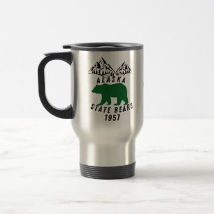 Mug De Voyage Ours de l'État d'Alaska Design Rétro Noir 1957