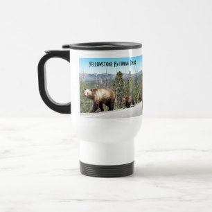 Mug De Voyage Ours grizzli sauvage Mama et les oursons à Yellows