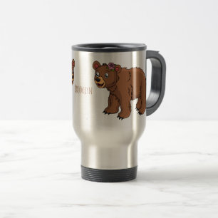 Mug De Voyage Ours mignon avec dessin animé sur les fleurs