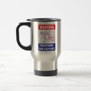 Mug De Voyage Panneau d'avertissement de feux d'artifice