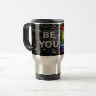 Mug De Voyage Panneau de couleurs de fierté arc-en-ciel urbain S