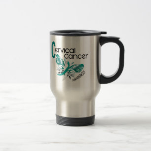 Mug De Voyage PAPILLON 3 de cancer du col de l'utérus