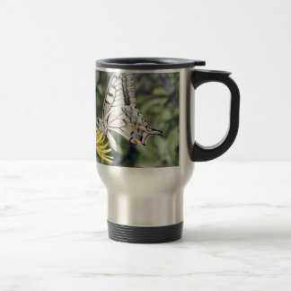 Mug De Voyage Papillon blanc et noir sur fleur jaune