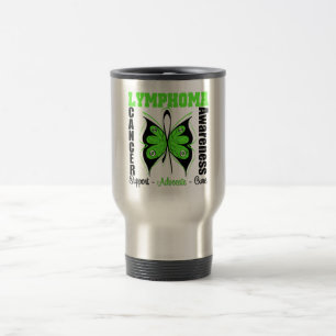 Mug De Voyage Papillon de conscience de lymphome