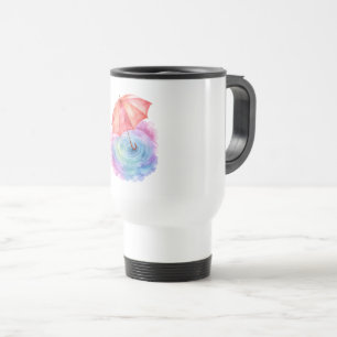 Mug De Voyage Parapluie Pastel Ondulations de Pluie Art Aquarell