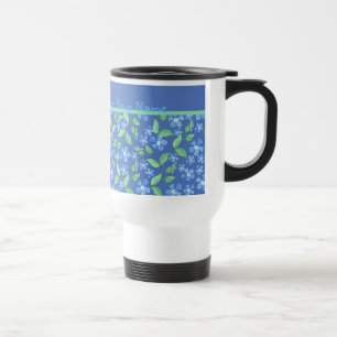 Mug De Voyage Parenouilles bleues personnalisées Ditsy Motifs fl
