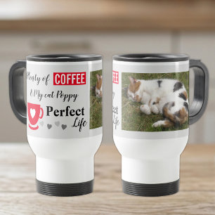 Mug De Voyage Parfaite photo de chat et de café gris rouge