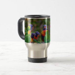 Mug De Voyage Parrots colorés Arc-en-ciel Lorikeet Manger