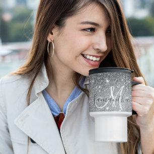 Mug De Voyage Parties scintillant gris moderne éclabousser Nom p