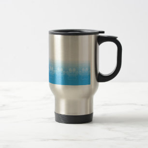 Mug De Voyage Patrouilles Bleues Et Blancs Avec Arrière - plan D
